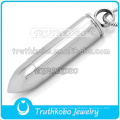 Men's Silver Bullet Urn Cylinder Necklaces Bullet Pendant Stainless Steel Wholesale Pet Ash Cremation Urn Pendant